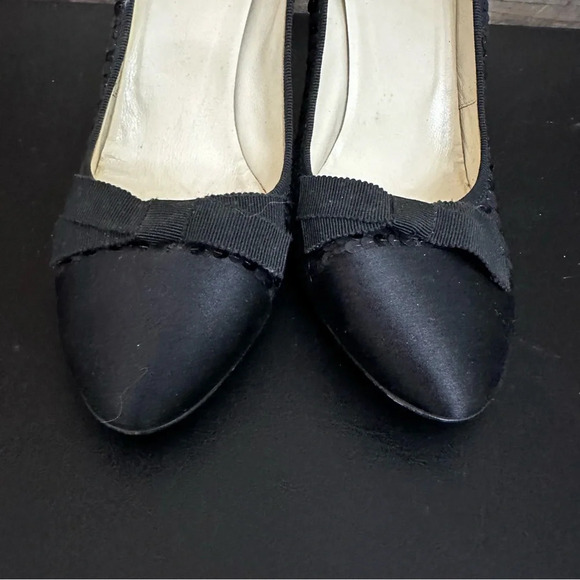Prada Black Sequins Pumps Women 39 Black Bow Satin Toe & Heel Stiletto Shoes - Picture 6 of 12